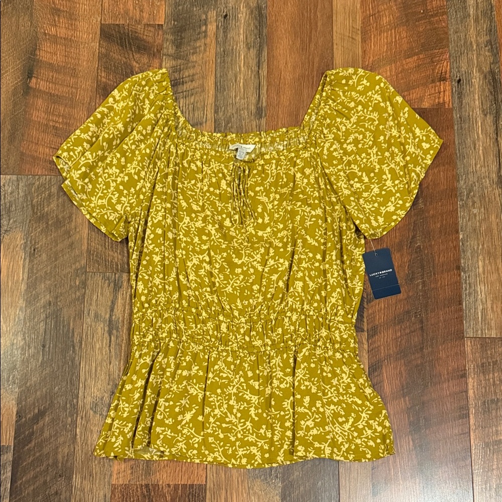 Lucky Brand Mustard Floral Blouse